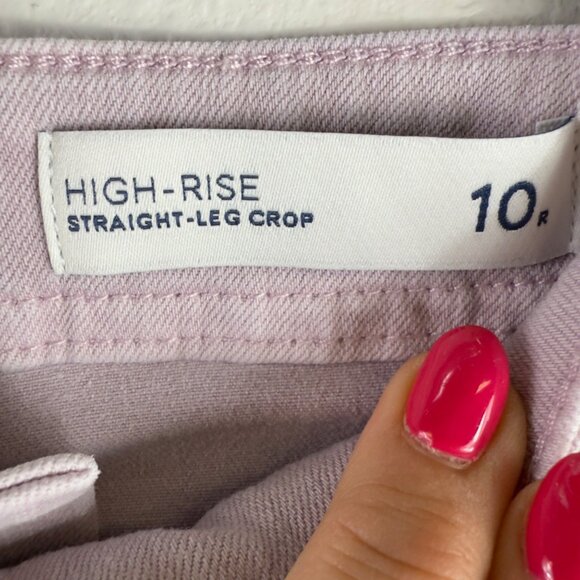 J. Jill High-Rise Straight Leg Crop Lavender Denim 10R Raw Hemmed Stretch Casual - Picture 4 of 14